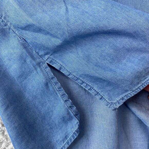 Motherhood Maternity Denim Chambray Lace Up Shirt Roll Tab‎ Sleeve Size M - Picture 7 of 12